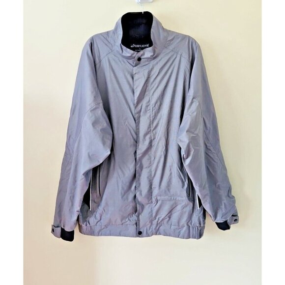 DryJoys FootJoy Jacket Mens XL Gray Full Zip Mockneck Pockets Lined LS Golf Logo - Picture 15 of 16